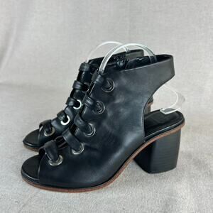 Gianni Bini Womens Chunky Leather Boot Sandals Size 7.5M Black Goth Grunge